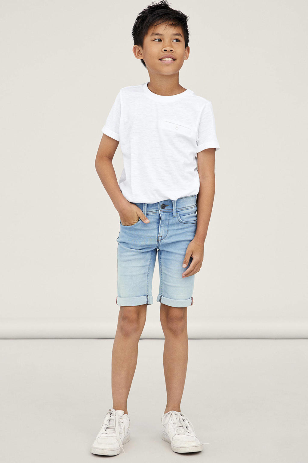NAME IT KIDS slim fit jeans bermuda NKMSOFUS light denim
