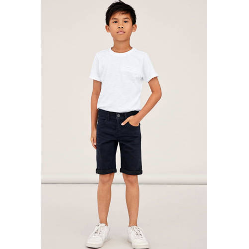 NAME IT KIDS slim fit jeans bermuda NKMSOFUS black denim Korte broek Zwart Jongens Stretchkatoen - maat 110 afbeelding