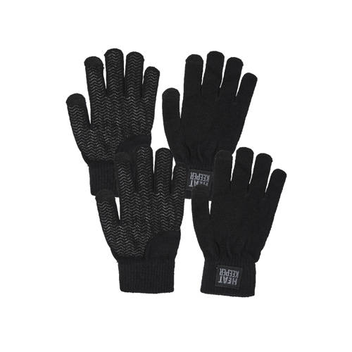 Heatkeeper handschoenen - set van 2 zwart Jongens/Meisjes Polyacryl Effen - 5-8 jaar