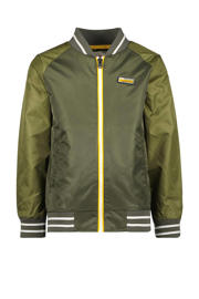 thumbnail: Groene jongens Vingino bomberjack zomer Tasali army van nylon met meerkleurige print, lange mouwen, ronde hals en ritssluiting