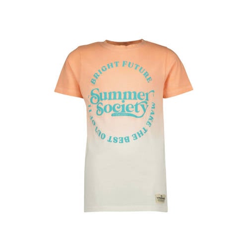 Vingino T-shirt Hollis met printopdruk oranje/wit Jongens Katoen Ronde hals