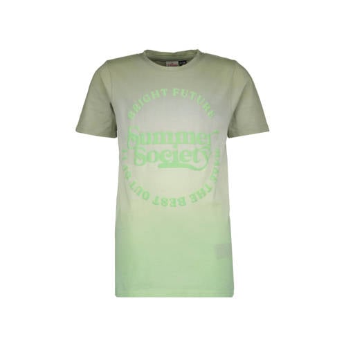 Vingino T-shirt Hollis met printopdruk lichtgroen/kaki Jongens Katoen Ronde hals - 104