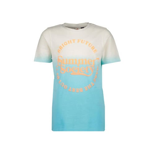 Vingino T-shirt Hollis met printopdruk aquablauw/wit Jongens Katoen Ronde hals - 104