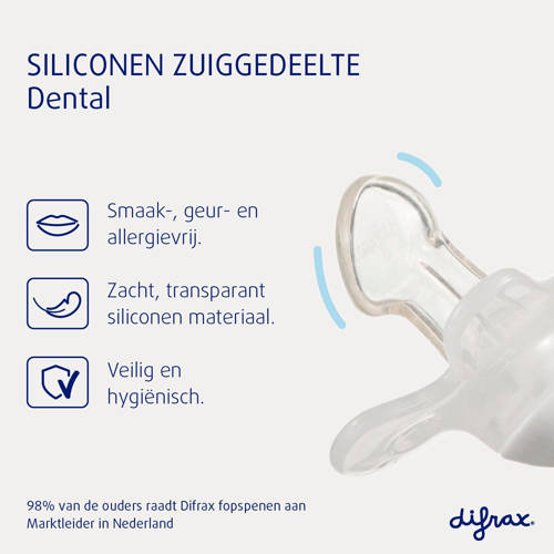 Difrax Dental Fopspeen 0 tot 6 Maanden Lichtroze 2 stuks