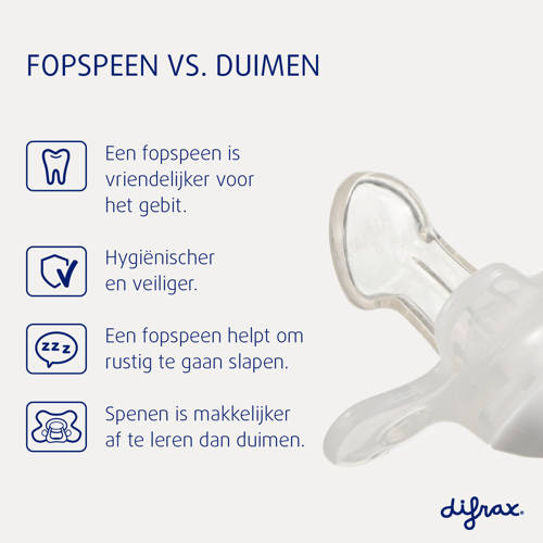 Difrax Dental Fopspeen 0 tot 6 Maanden Donkergrijs 2 stuks