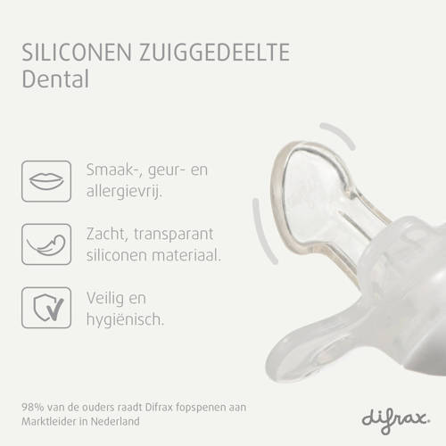 Difrax Dental Fopspeen 18+ Maanden Glow in the Dark 2 stuks Transparant