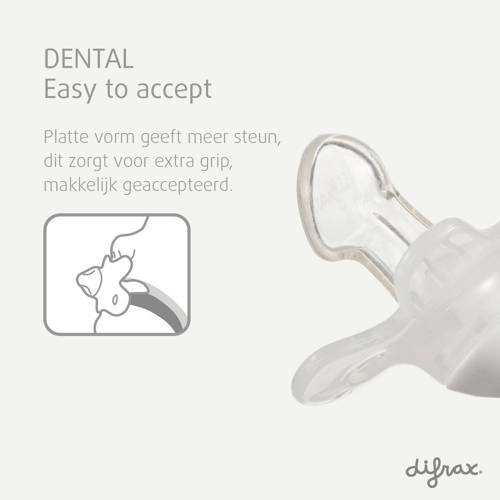 Difrax Dental Fopspeen 18+ Maanden Glow in the Dark 2 stuks Transparant