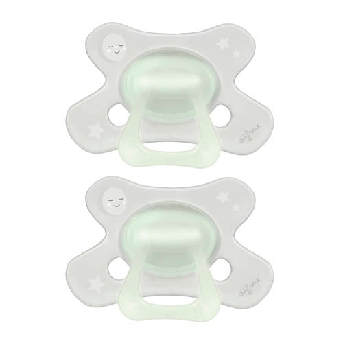 Difrax Dental Fopspeen - 18+ Maanden - Glow in the Dark - 2 st. Transparant