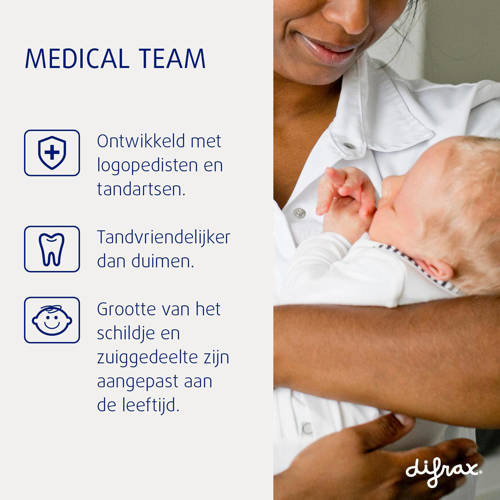 Difrax Dental Fopspeen 6+ Maanden Donkergrijs 2 stuks