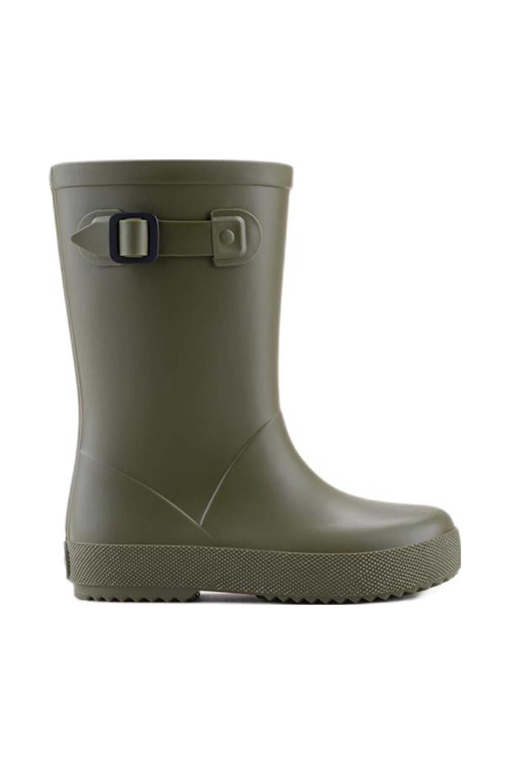 Kakikleurige jongens en meisjes Igor regenlaarzen van rubber met profielzool en effen