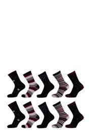 thumbnail: Apollo sokken met all-over-print - set van 10 zwart/rood