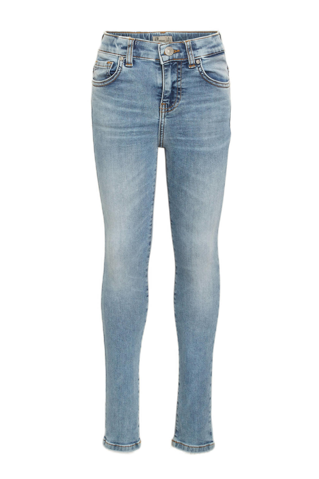 Lichtblauwe meisjes LTB high waist super skinny jeans Sophia van stretchdenim met rits- en knoopsluiting