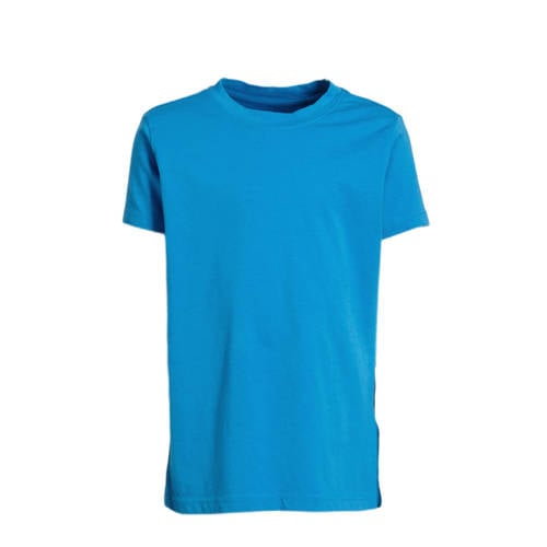 anytime basic T-shirt blue Blauw Jongens Katoen Ronde hals Effen