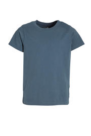 thumbnail: Donkerblauwe jongens anytime geweven T-shirt van duurzaam katoen met korte mouwen en ronde hals