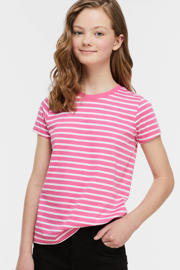 thumbnail: Roze meisjes anytime gestreepte T-shirt van katoen met korte mouwen en ronde hals