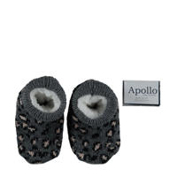 thumbnail: Apollo gebreide slofjes panterprint antraciet/zwart/beige