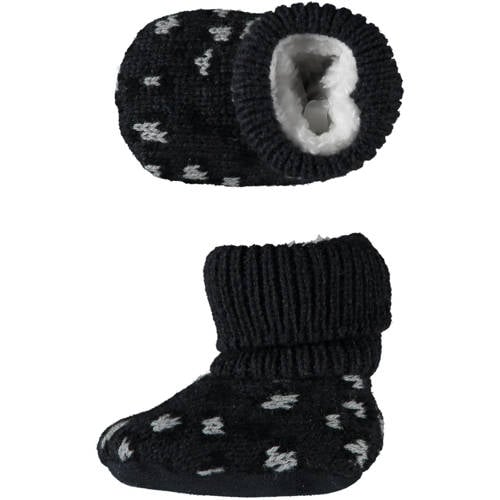 Apollo gebreide slofjes donkerblauw Jongens/Meisjes Polyester All over print