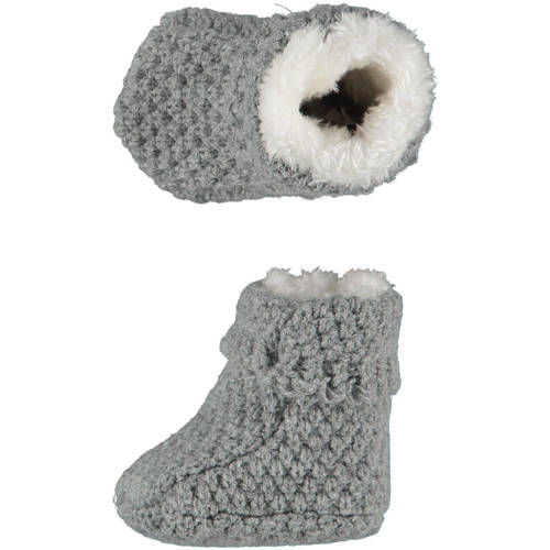 Apollo gebreide baby slofjes 0-3 mnd grijs Jongens/Meisjes Polyester Effen