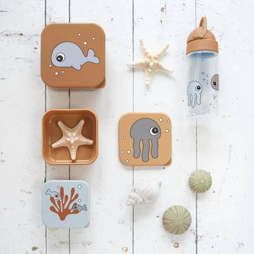 Done by Deer broodtrommel snack box set (3 stuks) Sea friends Mustard Grey Geel