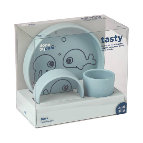 Done by Deer Silicone dinner set Sea friends Blue Serviesset Blauw