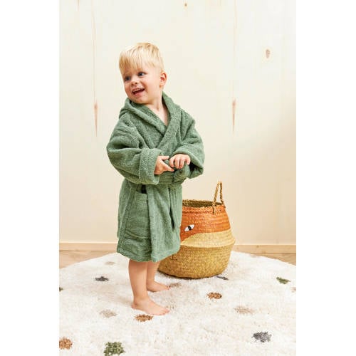 Meyco basic badstof badjas forest green Groen Jongens/Meisjes Katoen Capuchon