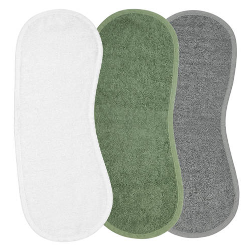 Meyco basic badstof spuugdoek schoudermodel - set van 3 wit/forest green/grijs Mond-/spuugdoekje Multi