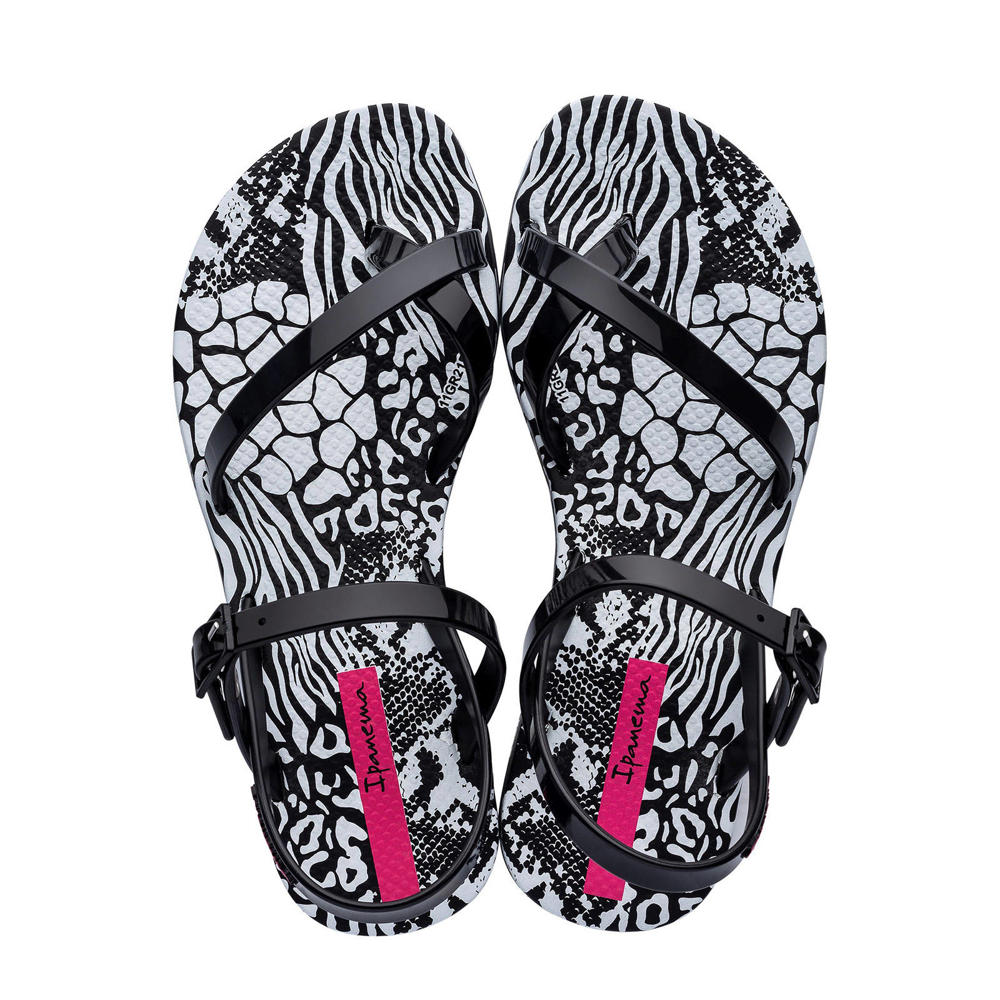 Zwart en witte meisjes Ipanema Fashion Sandal teenslippers van duurzaam gerecycled materiaal 