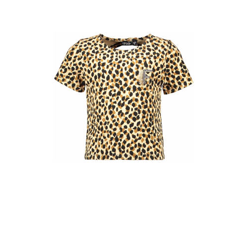 Like Flo T-shirt met dierenprint geel/zwart Meisjes Polyester Ronde hals