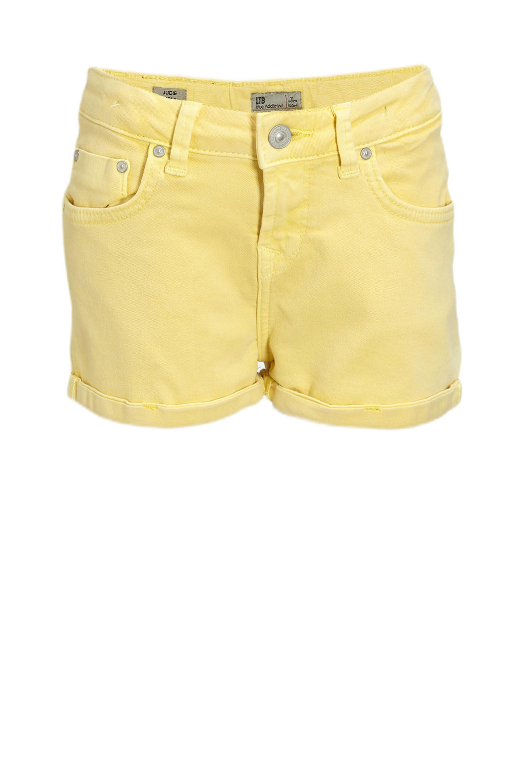 Gele meisjes LTB jeans short van stretchdenim met regular waist en rits- en knoopsluiting