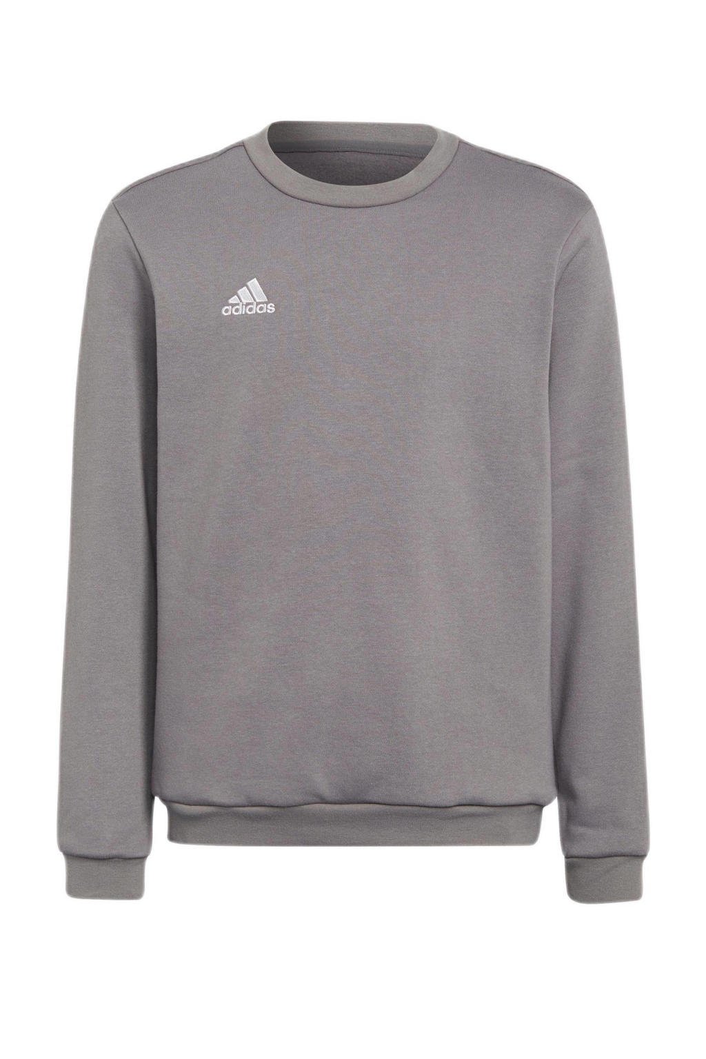 Grijze jongens en meisjes adidas Performance Junior sweater van katoen met logo dessin, lange mouwen en ronde hals