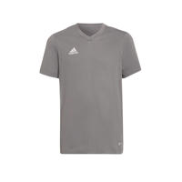 thumbnail: Grijze jongens en meisjes adidas Performance junior voetbalshirt van katoen met logo dessin, korte mouwen en V-hals