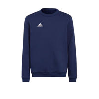 thumbnail: Donkerblauwe jongens en meisjes adidas Performance Junior sweater van katoen met logo dessin, lange mouwen en ronde hals