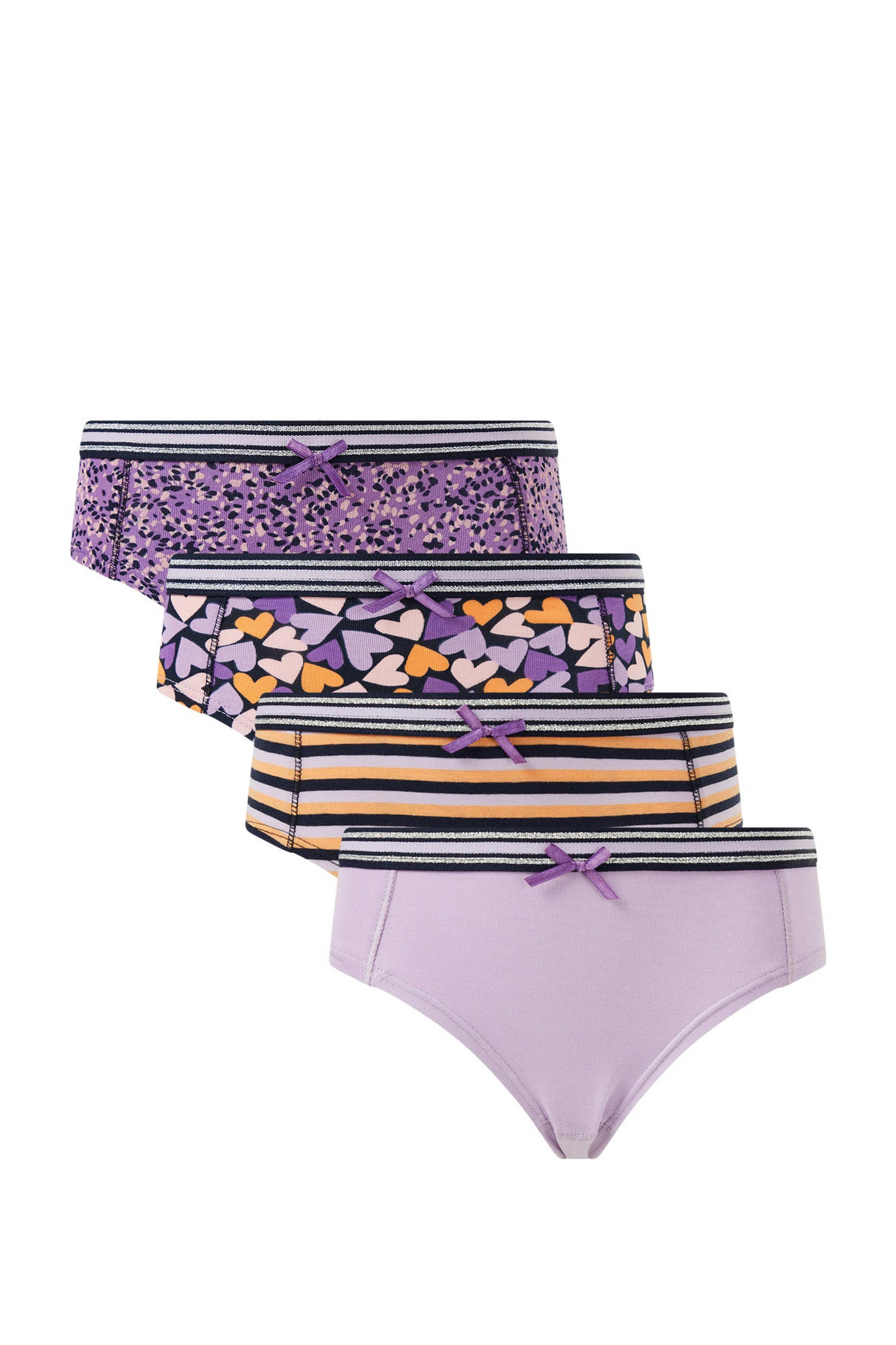 WE Fashion slip set van 4 lila/paars/oranje