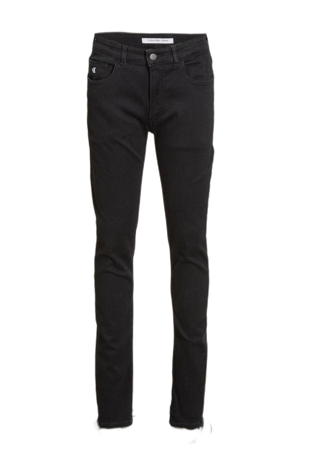 Dark blue denim jongens CALVIN KLEIN JEANS skinny jeans van stretchdenim met regular waist, rits- en knoopsluiting en effen