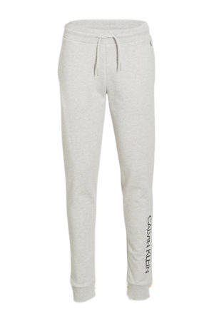 regular fit joggingbroek van katoen grijs melange