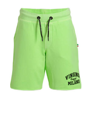 sweatshort met logo neon groen