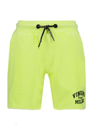 sweatshort met logo neon geel
