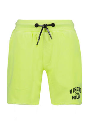sweatshort met logo neon geel