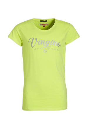 T-shirt met logo neon geel