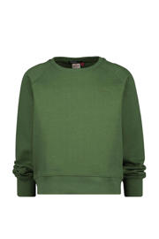 thumbnail: Groene meisjes Vingino Essentials sweater army met effen, lange mouwen en ronde hals