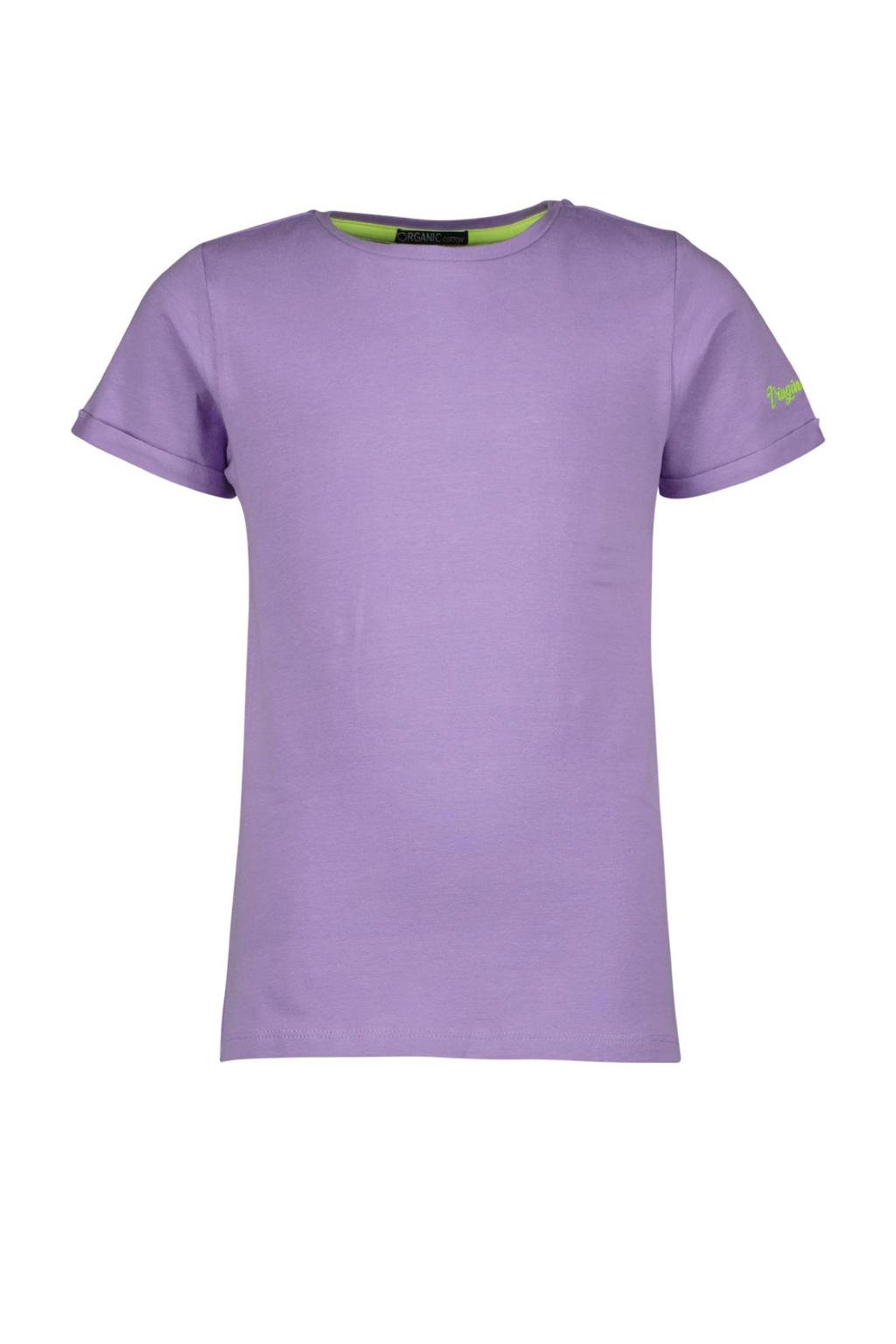 Paarse meisjes Vingino Essentials basic T-shirt zacht van stretchkatoen met korte mouwen en ronde hals