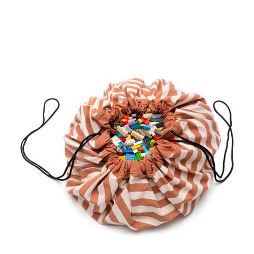 Play&Go 2-in-1 opbergzak / speelkleed - Stripes Brown - 140 cm Multi afbeelding