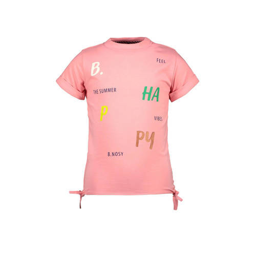 B.Nosy T-shirt met all over print roze Meisjes Stretchkatoen Ronde hals