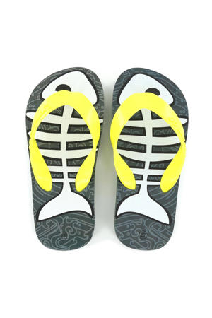 Fishbone  teenslippers geel/grijs