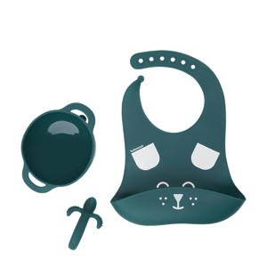 serviesset FIRST'ISY hondje(kom + lepel + silicone slabbetje)