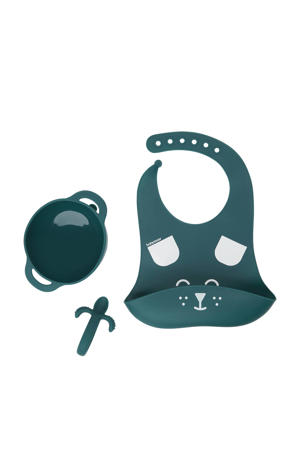 serviesset FIRST'ISY hondje(kom + lepel + silicone slabbetje)