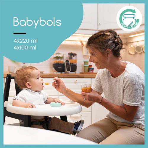 Babymoov Babybols 8 glazen bewaarpotjes Babyvoeding bewaarbakjes Multi