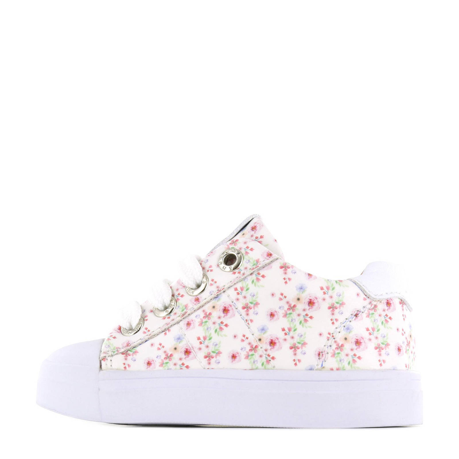 SH22S002 A leren sneakers met bloemenprint wit