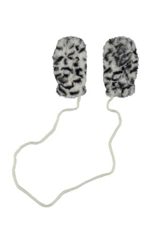 imitatiebont wanten met panterprint zand/zwart