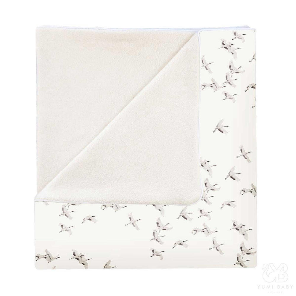 Yumi Baby baby ledikantdeken Cranebrids 100x140 cm wit/lichtroze/zwart